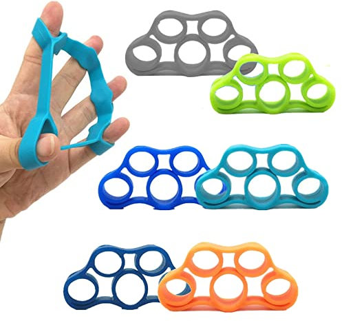 Silikon Fingertrainer, 6 Pack Finger Stretcher Fingertrainer Ring Finger Training Band Klettern Handtrainer zur Kräftigung von Hand und Finger und Druckentlastung