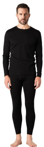 LAPASA Ensemble de sous-Vêtements Thermiques Homme en Laine Mérinos 100% Naturelle Sport Chaud Léger Pantalon Bas et Haut Maillot de Corps Automne/Hiver M126 Noir Chiné (Très Chaud) M