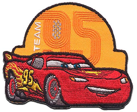 Comercial Mercera Disney © Cars 2 Lightning Mc Queen Team 95 - Aufnäher, Bügelbild, Aufbügler, Applikationen, Patches, Flicken, Größe: 8,3 x 6,6 cm