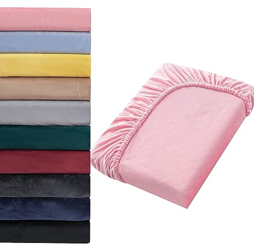 Soifox Jersey Warm Spannbettlaken 180x200cm bis 200x200cm Plüsch Fleece Samtweich Kuschelig Flauschig Cashmere Touch Bettlaken für Boxspringbett Topper Matratze Rosa mit Gummizug