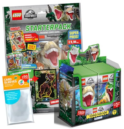 Bundle mit Blue Ocean LEGO Jurassic World - Serie 3 Trading Cards - 1 Starter + 1 Display (36 Booster) + Exklusive Collect-it Hüllen