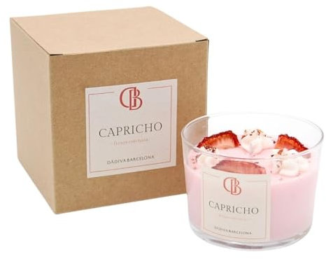 VELAS AROMÁTICAS, vela perfumada de fresas con nata, velas decorativas, Velas para regalar, velas bonitas, velas aromáticas para regalo, cera de soja (Pequeña 125g)