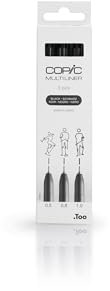 COPIC Multiliner Set, Black, 3 Fineliner in verschiedenen Strichstärken, Zeichen Stifte mit einer feinen Spitze und wasserbeständiger Pigmenttinte