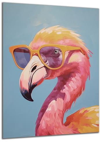 DARO Design - Wand-Bild Abstrakt Flamingo Brille auf 6mm HDF 30x20 cm - Wand-Deko Bilder Geschenk