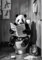 Panda auf WC, Poster DIN A4 ohne Rahmen, Toilette Badezimmer Deko Bild, Wand-Deko Bilder Lustiges Geschenk