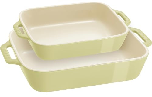STAUB Rechteckiges Auflaufformen-Set, Keramik, Macaron, Pastellgrün, 2-teilig