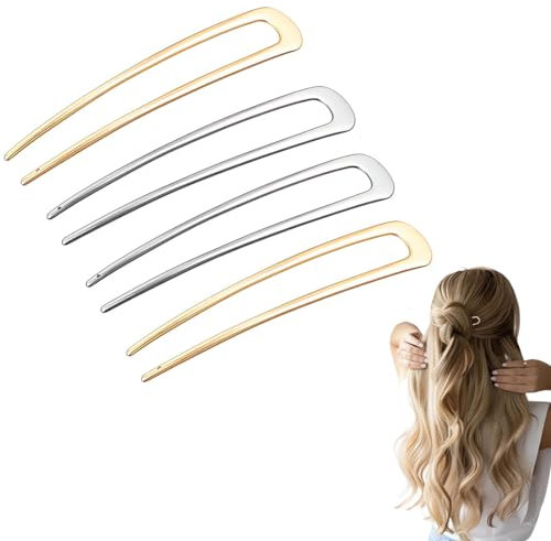 ZOKJSW 4pcs En Forme De U Épingle À Cheveux Style Français Pince À Cheveux En Métal Vintage Épingle Broches Chignon Épingles À Cheveux Accessoires De Coiffure Pour Femmes Filles Dame