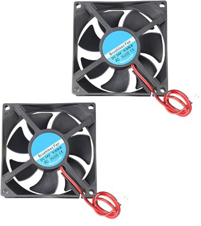 Jopto 2PCS Mini Brushless Silent 3D Printer Cooling Fan 80x80x25mm 8025 DC 24V Fan With 2 Pin Terminal Compatible With 3D Printer PC CPU Radiators Computer Cases For DIY With 30cm/11.81inch Cable