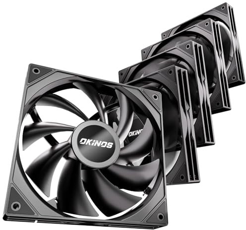 5 Pack, 140mm PWM Case Fans – 4-Pin Silent PC Fans, 1500 RPM High Airflow 74 CFM, Low-Noise 28.2 dBA, Quiet Stealth Mode, 8 Anti-Shock Pads, PWM w/ 1-to-3 Splitter Cable, Hurricane Series