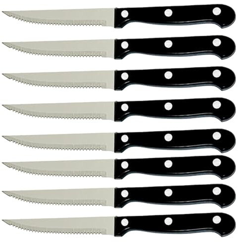 SULIVES Steak Knives Set of 8, Ultra-Sharp Serrated Steak Knives, Stainless Steel Steak Knife Set with Ergonomic Handles, Kitchen Dinner Knives, Dishwasher Safe, Rust Resistant