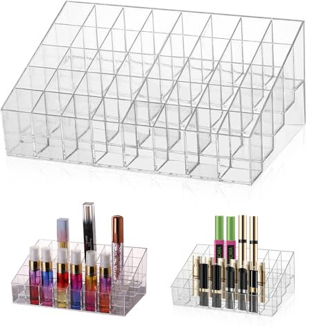 LPAMABA 40 espacios Organizador de Lápiz Labial AcrílicoTitular de Lápiz Labial Plástico Pintalabios Organizador Transparente Organizador de maquillaje soporte de exhibición cosmética