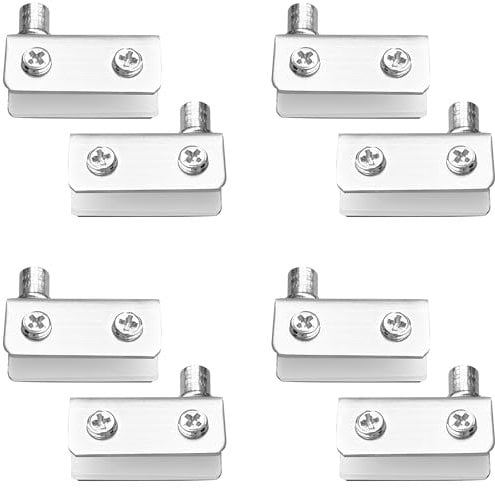 8 PCS Adjustable Glass Door Hinge Clamps Pivot Hinges (Silver)