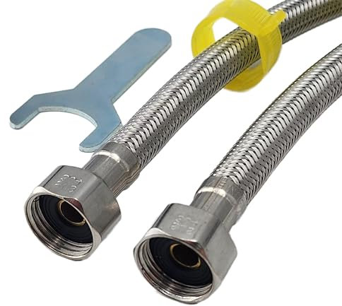 CYILIUEN Pack of 2 60 cm M10 x 1/2 Basin Connectors Flexi Pipes Tails Plumbing Fittings with Installation Tools, Tap Fittings for Kitchen Sink, Bathroom Basin, 1407D3