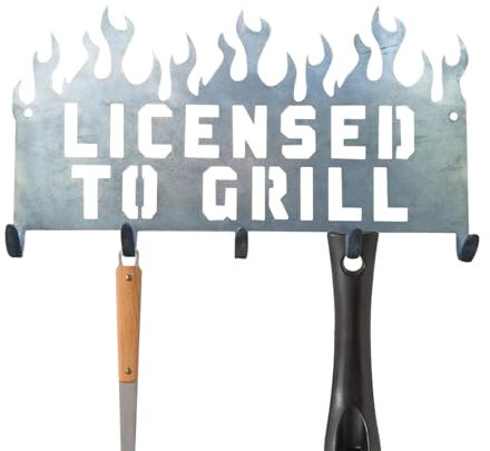 Grillutensilienhalter - Besteckhalter für Grill aus Edelstahl mit 5 Haken | Utensilienhalter für Grill- und Küchenutensilien | Kleiderhaken