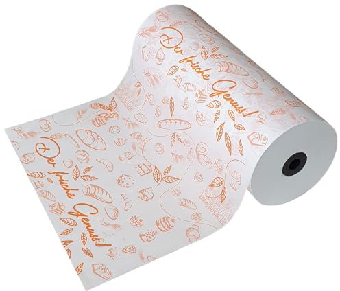Rollenpapier mit Aufdruck, Bäckerei Einschlagpapier Bäckerseide, 50cm, 1 Rolle mit 10kg