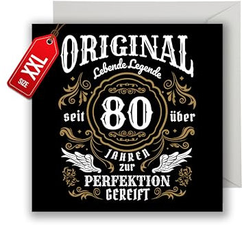 WBdesignz XXL Geburtstags Karte mit Umschlag - “Oldshool 80” (XXL 22cm x 22cm)