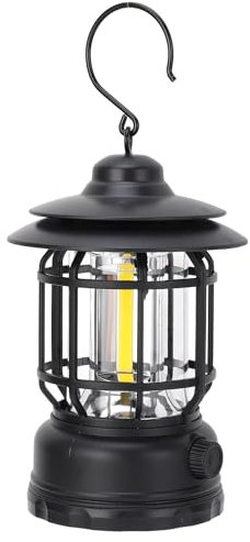 Linterna de Camping Linterna Antigua Linterna Portátil Recargable Al Aire Libre Linternas (Black)