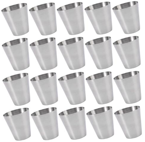 Ciieeo Juego De 20 Tazas De Acero Inoxidable Portátiles Vaso Metálico para Bebidas Frías 100 Ml Adecuado para Picnics y Acampadas Resistente y Ligero Vaso Reutilizable