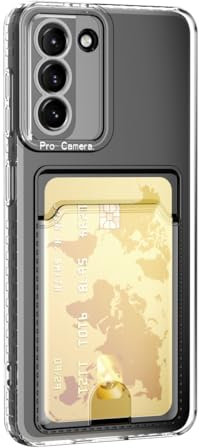 Sawiqpd Transparente Schutzhülle für Samsung Galaxy A06, 1,6 mm, schmale Passform, weiche Silikon-Handyhülle mit Kartenhalter, stoßfest, TPU-Stoßdämpfer, transparente Schutzhülle für Samsung Galaxy