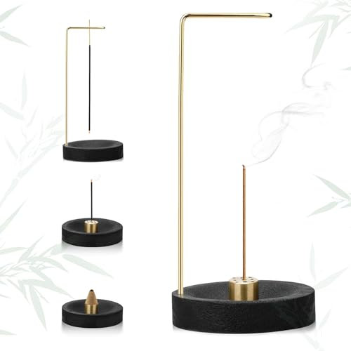 2 en 1 Porte Encens,Brûleur d'encens Inversé pour Bureau à Domicile,Porte-encens à 9 Trous Brûleur d'encens pour décor de Bureau à Domicile,Yoga,méditation (Noir)