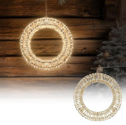 ECD Germany LED Weihnachtskranz Ø38cm mit 480 warmweißen Micro LEDs & Timer, IP44 Wasserdicht Innen/Außen, 3D Metallkranz LED Beleuchtung, Hängekranz Lichterkranz Leuchtkranz Türkranz Weihnachtsdeko