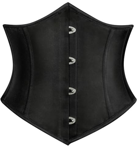 SCARLET DARKNESS Damen Cottagecore Unterbrust Korsett Einfarbig Peasant Country Korsett Schwarz 46