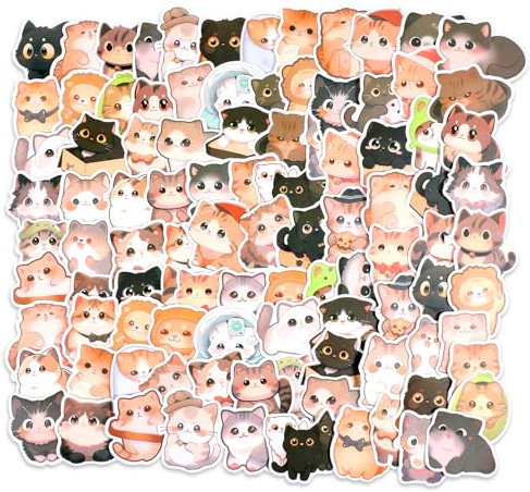 ElevateTech Katzen Sticker, Niedliche Katze Aufkleber Lustige Katzen Aufkleber Kawaii Katze Meme Aufkleber Wasserdicht Ästhetik Vinyl Aufkleber für Wasserflasche Laptops Telefon Scrapbooking