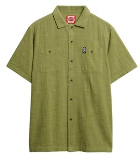 Superdry Herren The Merchant Store – Strukturiertes Kurzarmhemd Verbrannt Salbei XXL
