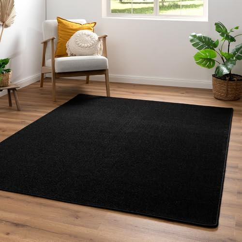 Steffensmeier Sonderposten Kettelteppich Wohnzimmerteppich modern, strapazierfähig und pflegeleicht, Schwarz, Größe: 170x230 cm