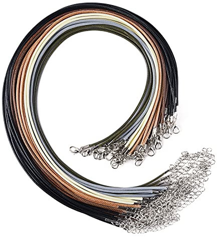 CHRORINE 30 Stück Halskettenkordeln, gewachste Halskettenkordeln mit Karabinerverschluss, Halskettenseil zur Schmuckherstellung, DIY-Armband, Halskette (Farbmischung)