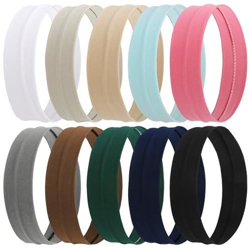 Halinuia 10 fasce per capelli da donna, sportive, antiscivolo, per sport, elastiche, per capelli, per uomo e donna, morbide, per palestra, fitness, yoga, corsa, sottile, alla moda, per donne estive