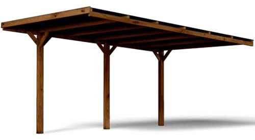 Forest Style - Cochera Adosada Victor 15,6 m² (3,16 x 5,11 x 2,52 m) – Madera de Pino Autoclave Clase 3 – Techo de Policarbonato – Certificación PEFC® – Diseño Inclinado y Personalizable