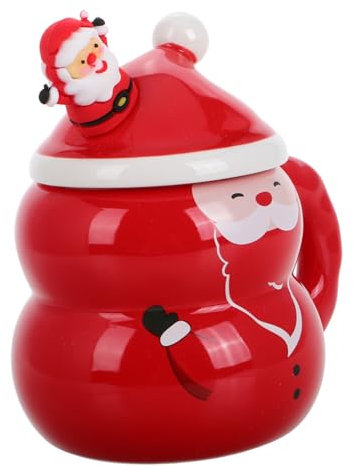 ULTECHNOVO taza de papá noel taza de muñeco de nieve para en Navidad vacaciones tazas feliz elemento vaso de muñeco de nieve invierno tazas de café cerámica rojo