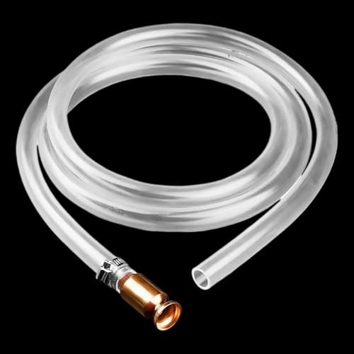 Shaker Siphon Hose for Fuel Transfer Pump 1/2'' Copper Valve Syphon Hose Gas Siphon Pump for Gasoline, Oil, Diesel, Water, Liquid Self Priming Shaker Siphon Hand Pump Tube 10 Feet