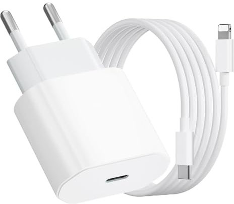 25W Cargador Carga Rapida para iPhone 14/14 Pro/14 Pro Max/13/13 Pro/13 Pro Max/12/12 Pro/12 PM/11/11 PM/iPad Air 3/2/1/iPad 5/6/7/8/Pro Cargador rápido USB C de para iPhone con Cable Lightning de 2M