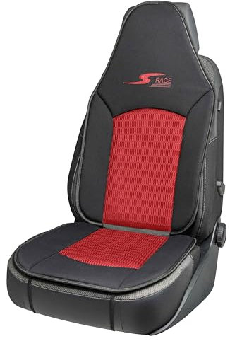 Walser Car Comfort Auto-Sitzauflage S-Race, Auszeichnung Sehr Gut* Autositzauflage für Highback-/Pilotensitze, Universal Sitzschoner-Auto, Sitzauflage-Auto Vordersitze rot/schwarz