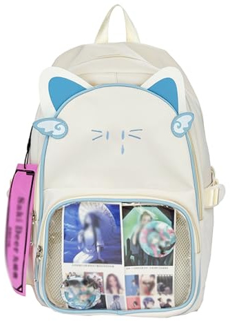 Homvik Kawaii Cat Ita Rucksack mit Anstecknadel, niedlicher ästhetischer Y2K-Rucksack mit Ita-Einsatz, leicht