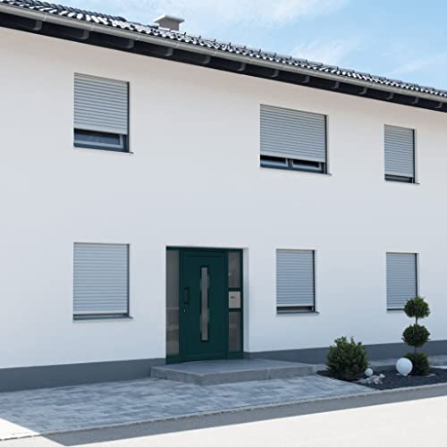 QJBSAVVA Haustür 108x200 cm anthrazit mit Zarge 5-Punkt-Verriegelung 3D-Scharniere Energiespar-Dämmung aus robustem PVC für Eingang Wohnung Keller Gartenhaus