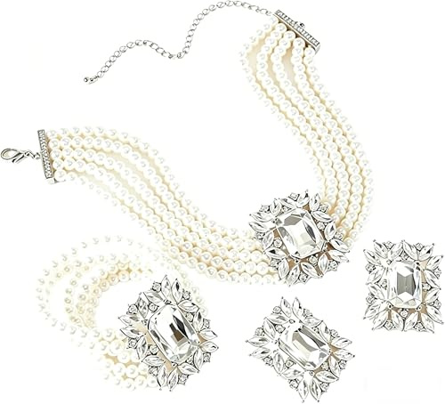3‑teiliges Damen Schmuck Perlen Halskette Ohrringe Armband Alltag Anlässe | Mehrschichtiges Perlen Schmuck Set Mit Halskette Ohrringe Armband Nickelarm Alloy Geeignet Für Alltag Hochzeit Gala Party