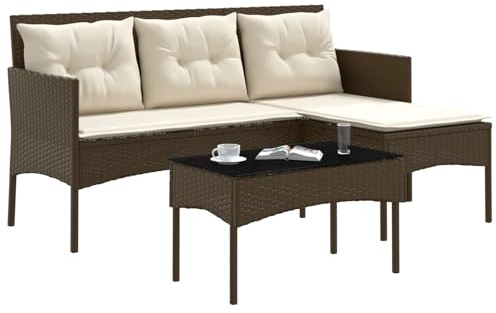 vidaXL Gartensofa-Set mit Kissen 2 pcs Poly-Rattan, Garten und Terrasse, L-Form, modernes Outdoor-Sofa, langlebiges Rattan-Set, wetterbeständig, Terrassen-Lounge, modulare Sitzlösung