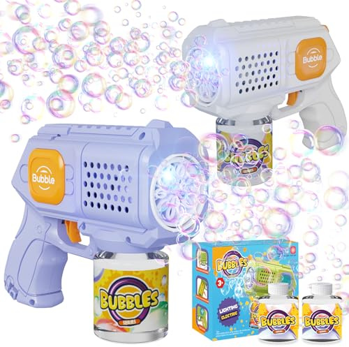 2 Pièces Pistolet à Bulles Automatique – Anti-Fuite,Portable avec Lumières
