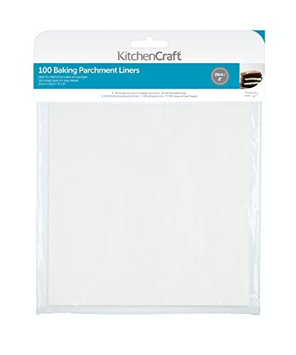 KitchenCraft Papier de Cuisson Anti-adhésif, 20 cm, Carré (Lot de 100)