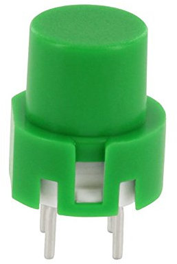 WITTKOWARE D6R PCB Drucktaster mit runder Taste für Leiterplatten-Printmontage, Ø 12mm, Raster 5mm, 1 Schließer, Farbe grün