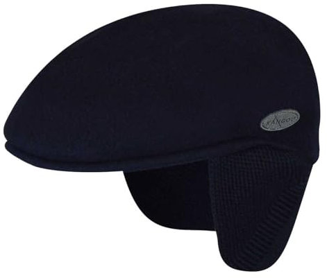 Kangol Das Original Flatcap 504 Earflaps Schiebermütze Schirmmütze Herrencap Wollcap Ohrenklappen (XXL (62-63 cm) - dunkelblau)
