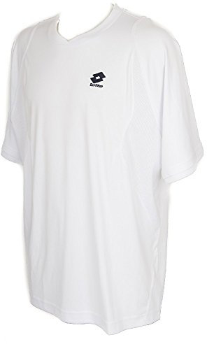 Lotto T-Shirt Kurzarm Mann Herren Tennis Sport Artikel H6629 T-Shirt Uni, White/Dk Navy, XXL