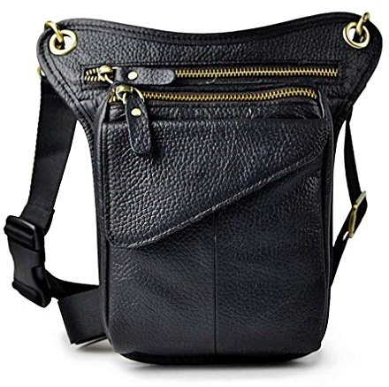 Gürteltasche aus Leder für Herren und Damen, Mehrzweck-Bauchtasche für Motorrad, Fahrrad, Outdoor-Sport, taktisches Radfahren, Reiten, Wandern, Camping, #04Schwarz (S), Small