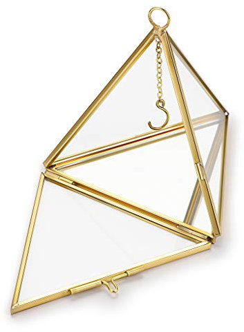 Hipiwe Schmuck-Ringhalter, Pyramiden-Ringhalter, geometrisches Glas, Ringschatulle, Hochzeitsringträger, Geschenk-Box, zum Aufhängen, Prisma-Ring-Ständer, Präsentationsbox