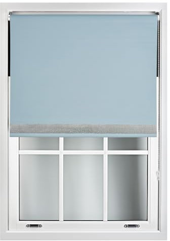 FURNISHED Diamante Edge Blackout Roller Blinds - Black Out Thermal Fabric Insulated Window Blind with Decorative Diamante Glitter Trim, Lime Green Up to 60W x 210L cm