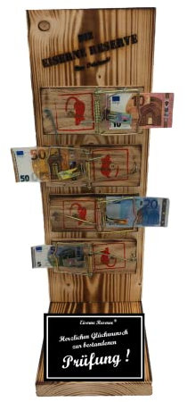 Geschenk zur bestandenen Prüfung Eiserne Reserve Mausefalle Geldgeschenk Die lustige Geschenkidee Geld verschenken Text s/w Herzlichen Glückwunsch zur bestandenen Prüfung