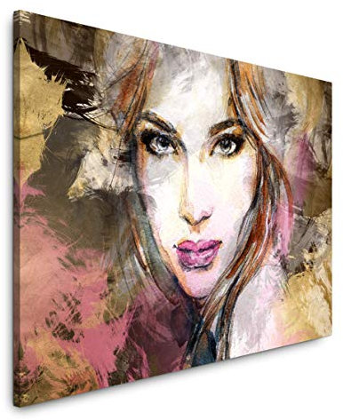 Paul Sinus Art Frauen Gesicht 120x 80cm Inspirierende Fotokunst in Museums-Qualität für Ihr Zuhause als Wandbild auf Leinwand in